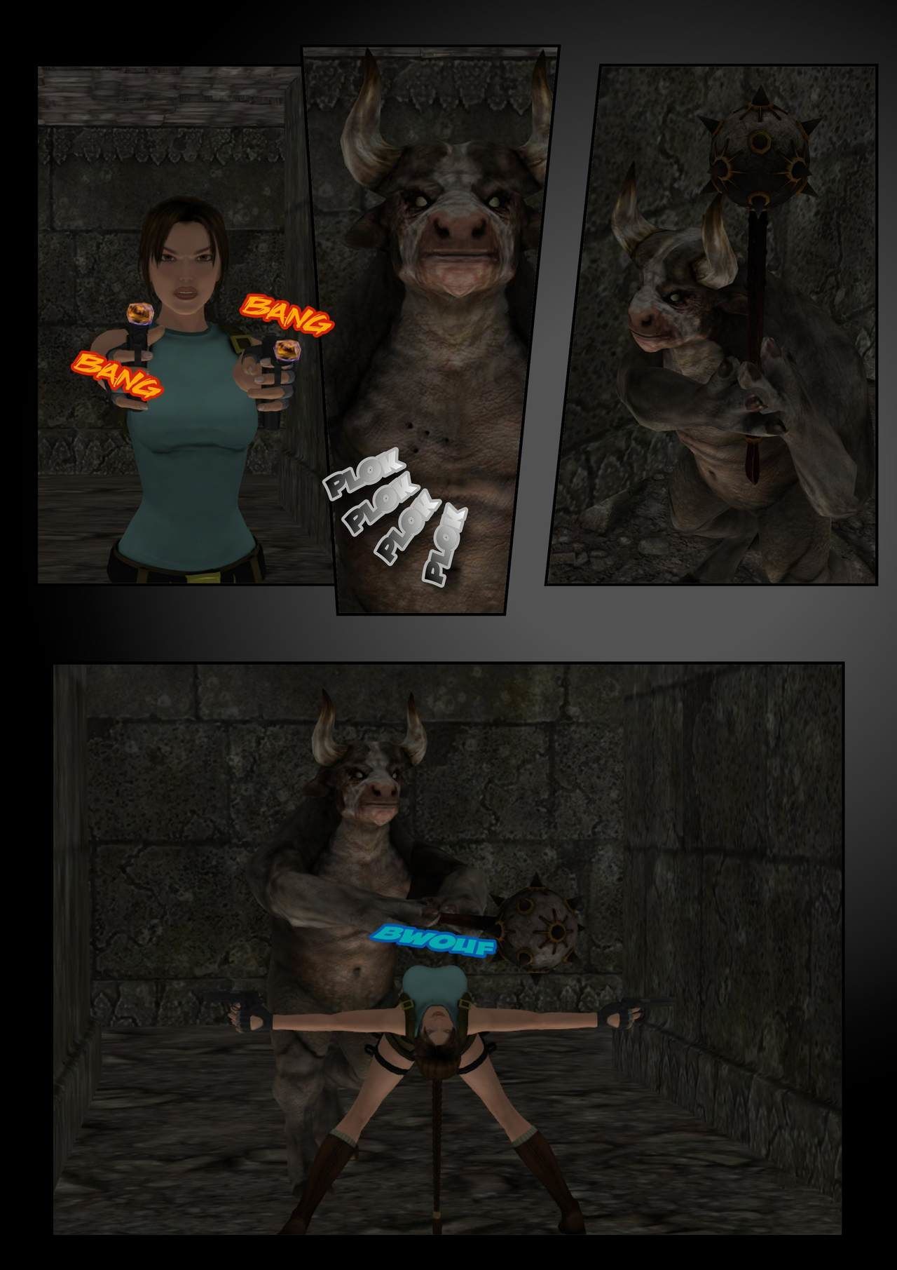 Lara Croft đấu với những minotaurus Wip