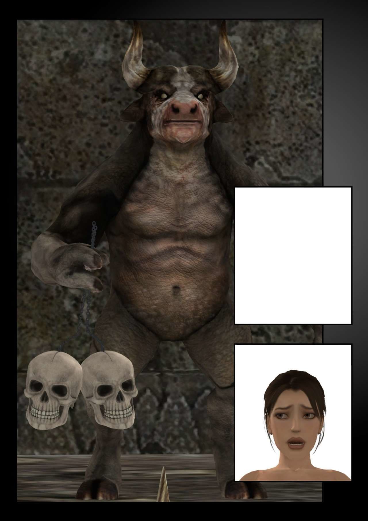 Lara Croft vs bu minotaurus Yarı mamul