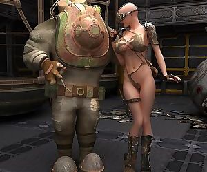 Dystopische Babe naakt met haar robot sidekick Onderdeel 6