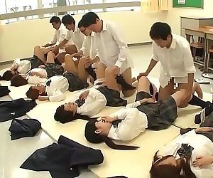 JAV synchronized schoolgirl missionary sex led by teacher 5 min