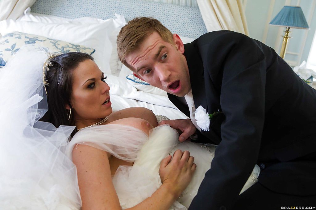 European MILF Simony Diamond giving big cock oral sex in wedding dress