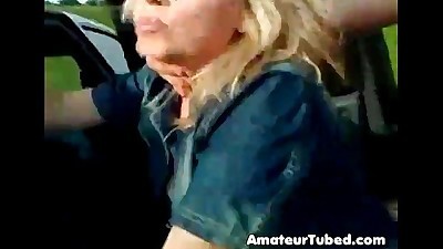 Blonde russian milf fucked outdoors